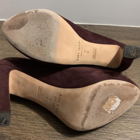 Kate Spade "Nessle" Lush Italian Suede/Leather Platform Pump Burgundy  Sz 9 - Picture 9 of 10